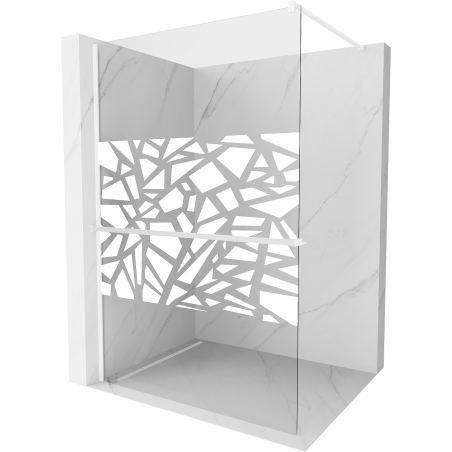 Mexen Kioto+ shower screen with shelf Walk-in 120 x 200 cm, white pattern, white - 800-120-121-20-85