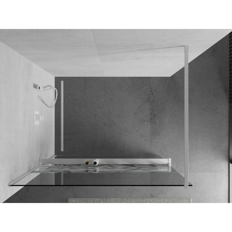 Mexen Kioto+ shower wall with shelf Walk-in 130 x 200 cm, white pattern, white - 800-130-121-20-85