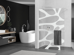 Mexen Kioto+ Walk-in Shower Wall with Shelf 70 x 200 cm, White Pattern, White - 800-070-121-20-97