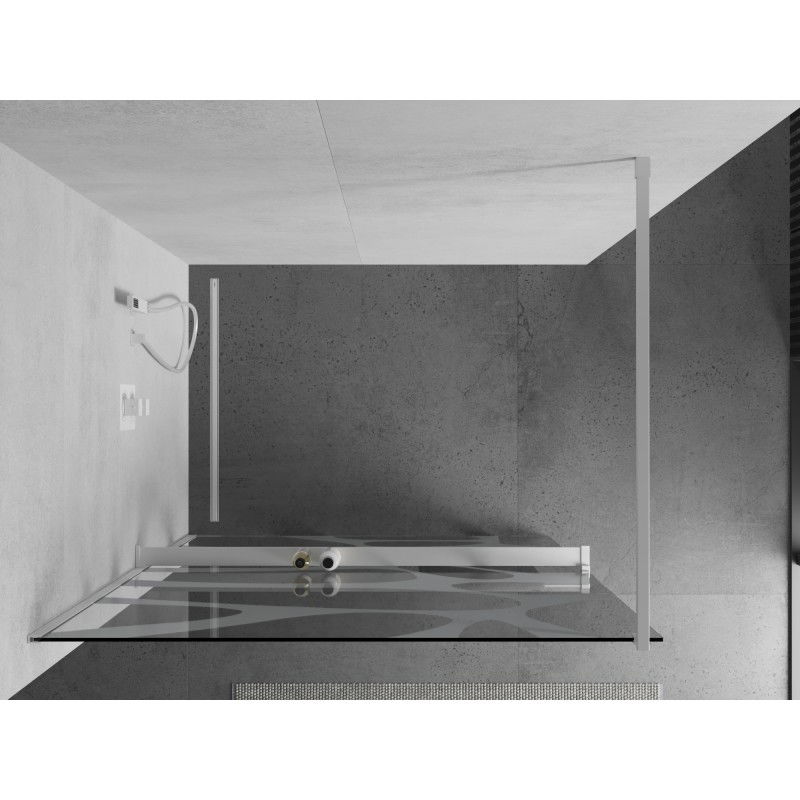 Mexen Kioto+ shower wall with shelf Walk-in 120 x 200 cm, white wave, white - 800-120-121-20-97