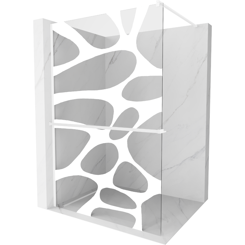 Mexen Kioto+ shower wall with shelf Walk-in 130 x 200 cm, white wave, white - 800-130-121-20-97