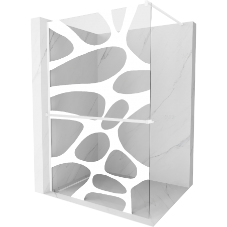 Mexen Kioto+ shower wall with shelf Walk-in 130 x 200 cm, white wave, white - 800-130-121-20-97