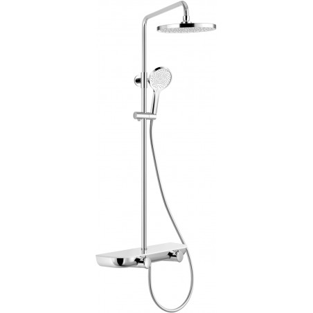 Mexen Axis exposed shower set with rain shower and shower faucet, chrome/white - 78112-20
