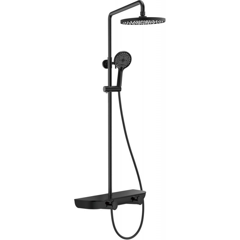 Mexen Axis surface-mounted shower set with rain shower and faucet, black - 78112-70