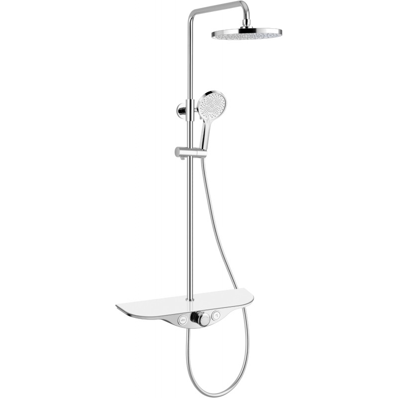 Mexen Exxo surface-mounted shower set with rain shower and faucet, chrome/white - 78113-20