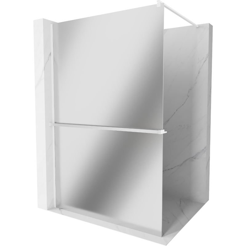 Mexen Kioto+ Walk-in Shower Wall with Shelf 90 x 200 cm, Mirror, White - 800-090-121-20-50