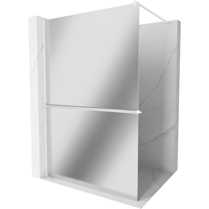 Mexen Kioto+ Walk-in Shower Wall with Shelf 130 x 200 cm, Mirror, White - 800-130-121-20-50