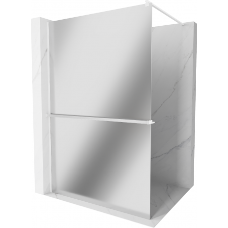 Mexen Kioto+ Walk-in Shower Wall with Shelf 140 x 200 cm, Mirror, White - 800-140-121-20-50