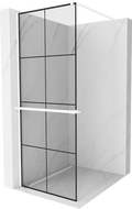 Mexen Kioto+ shower wall with shelf Walk-in 70 x 200 cm, black grid, white - 800-070-121-20-77