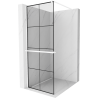 Mexen Kioto+ shower wall with shelf Walk-in 90 x 200 cm, black grid, white - 800-090-121-20-77