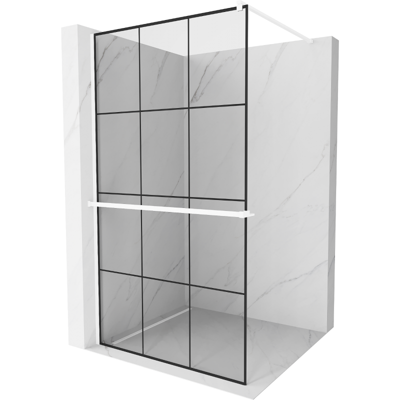Mexen Kioto+ shower screen with shelf Walk-in 110 x 200 cm, black pattern, white - 800-110-121-20-77