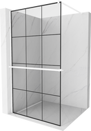 Mexen Kioto+ shower wall with shelf Walk-in 110 x 200 cm, black grid, white - 800-110-121-20-77