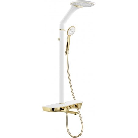 Mexen Blaze exposed shower set with rain shower head and faucet, white/gold - 78109-25