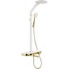 Mexen Blaze exposed shower set with rain shower head and faucet, white/gold - 78109-25