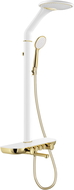 Mexen Blaze exposed shower set with rain shower head and faucet, white/gold - 78109-25