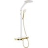 Mexen Bolt exposed shower set with rain showerhead and mixer, white/gold - 78108-25