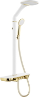 Mexen Bolt exposed shower set with overhead shower and faucet, white/gold - 78108-25