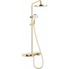 Mexen Axis exposed shower set with rain showerhead and faucet, gold/white - 78112-25