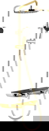 Mexen Axis exposed shower set with rain shower and faucet, gold/black - 78112-75