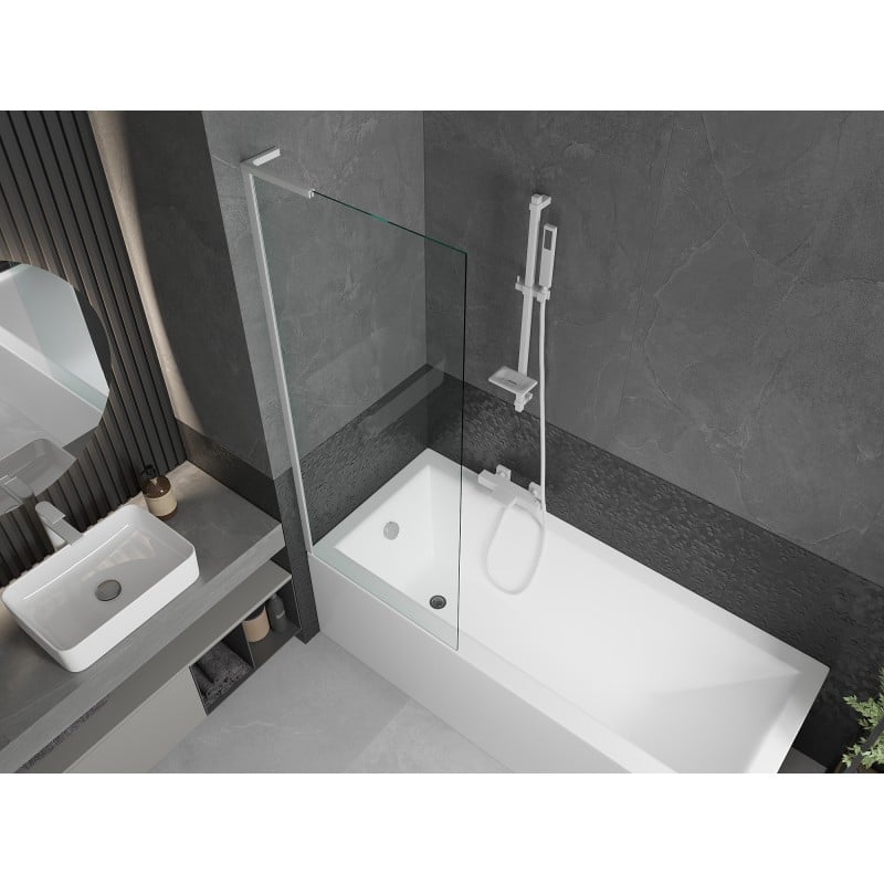 Mexen Next L 1-wing bathtub screen 70 x 150 cm, transparent, white - 895-070-000-03-00-20