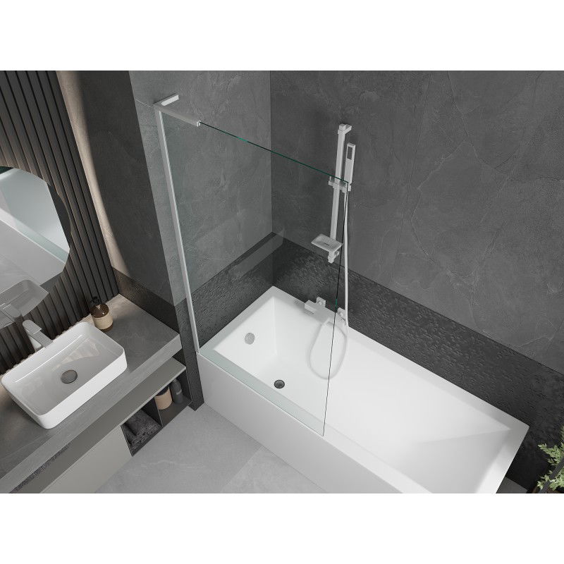 Mexen Next L 1-wing bathtub screen 90 x 150 cm, transparent, white - 895-090-000-03-00-20