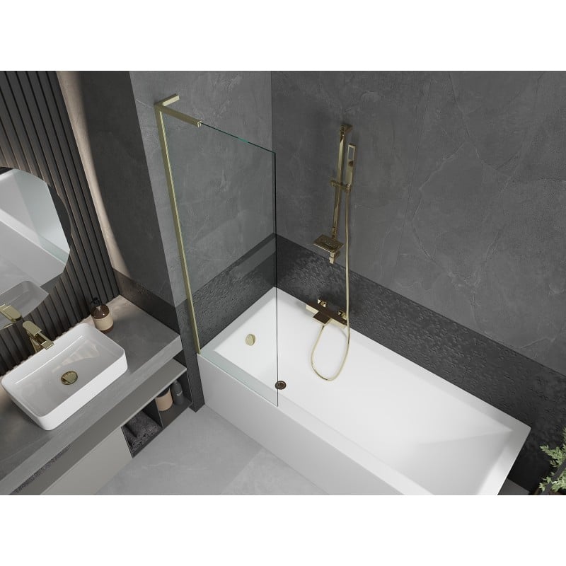 Mexen Next L 1-panel bath screen 60 x 150 cm, transparent, brushed gold - 895-060-000-03-00-55
