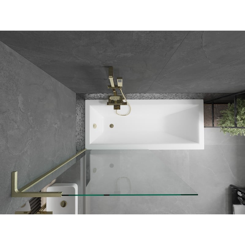 Mexen Next L 1-wing bath screen 90 x 150 cm, transparent, brushed gold - 895-090-000-03-00-55