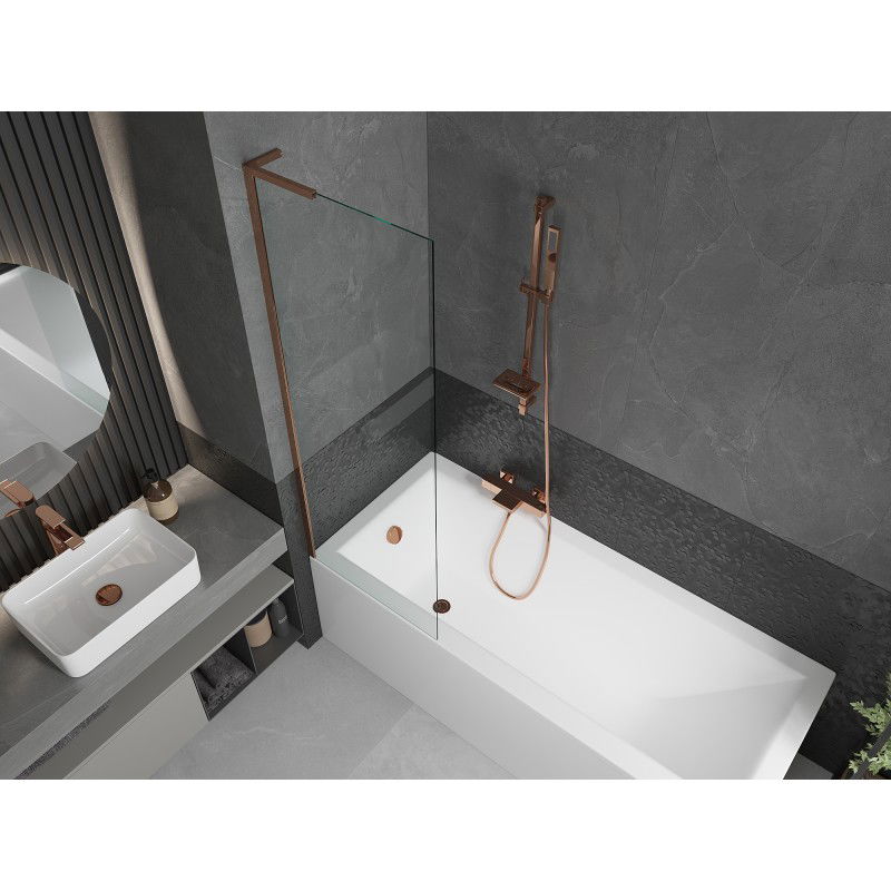 Mexen Next L Bath Screen 1-Panel 60 x 150 cm, Transparent, Rose Gold - 895-060-000-03-00-60