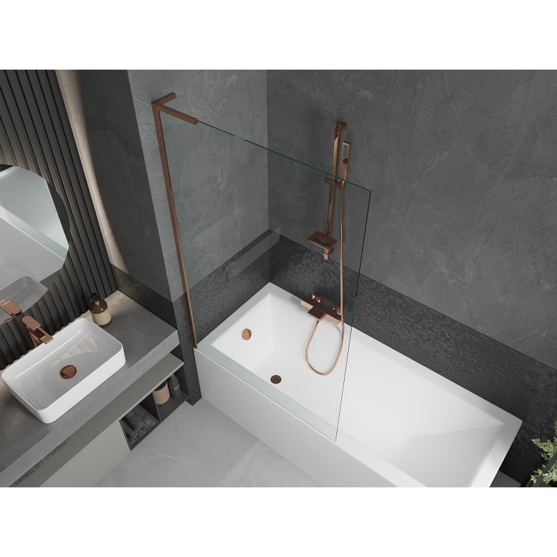 Mexen Next L single-panel bath screen 100 x 150 cm, transparent, rose gold - 895-100-000-03-00-60