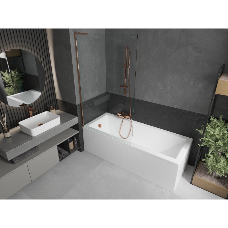 Mexen Next L single-panel bath screen 100 x 150 cm, transparent, rose gold - 895-100-000-03-00-60