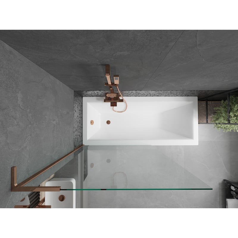 Mexen Next L single-panel bath screen 100 x 150 cm, transparent, rose gold - 895-100-000-03-00-60