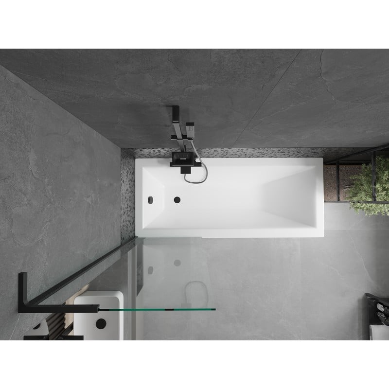 Mexen Next L Bath Screen 1-Leaf 60 x 150 cm, Transparent, Black - 895-060-000-03-00-70