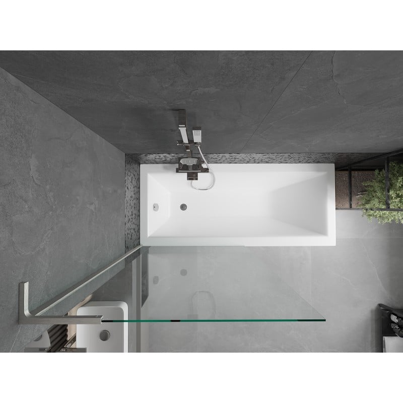 Mexen Next L Bath Screen Single-Leaved 90 x 150 cm, Transparent, Brushed Nickel - 895-090-000-03-00-97