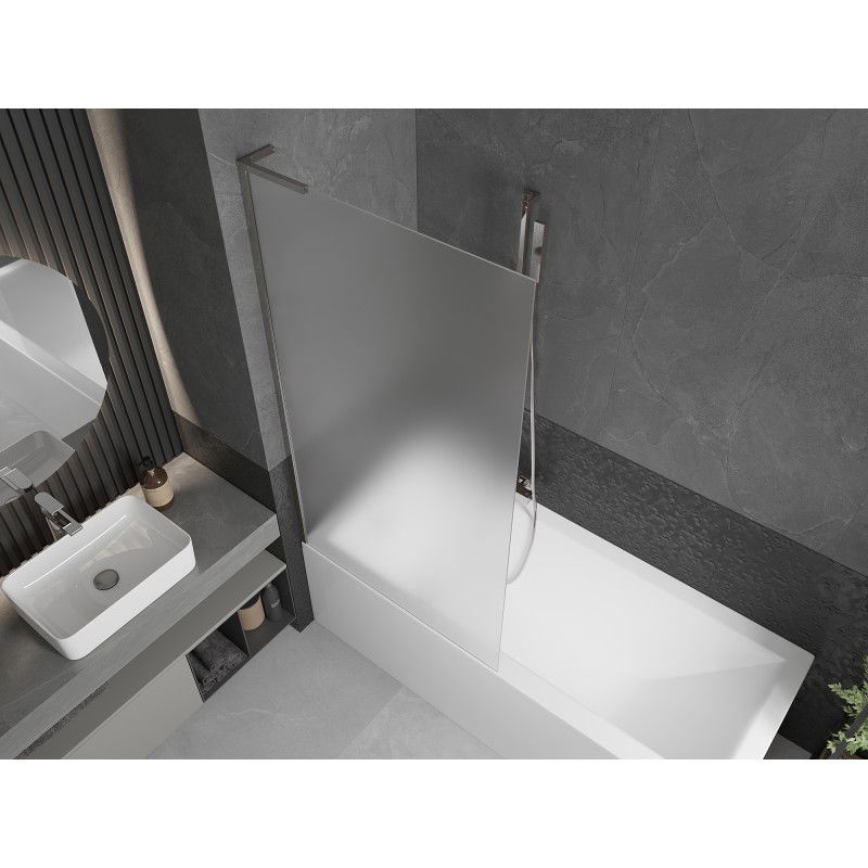Mexen Next L Single-Panel Bath Screen 90 x 150 cm, Frosted, Chrome - 895-090-000-03-30-01