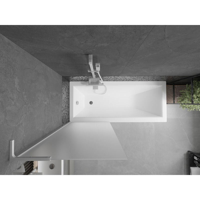 Mexen Next L Bathtub Screen 1-Panel 70 x 150 cm, Frosted, White - 895-070-000-03-30-20
