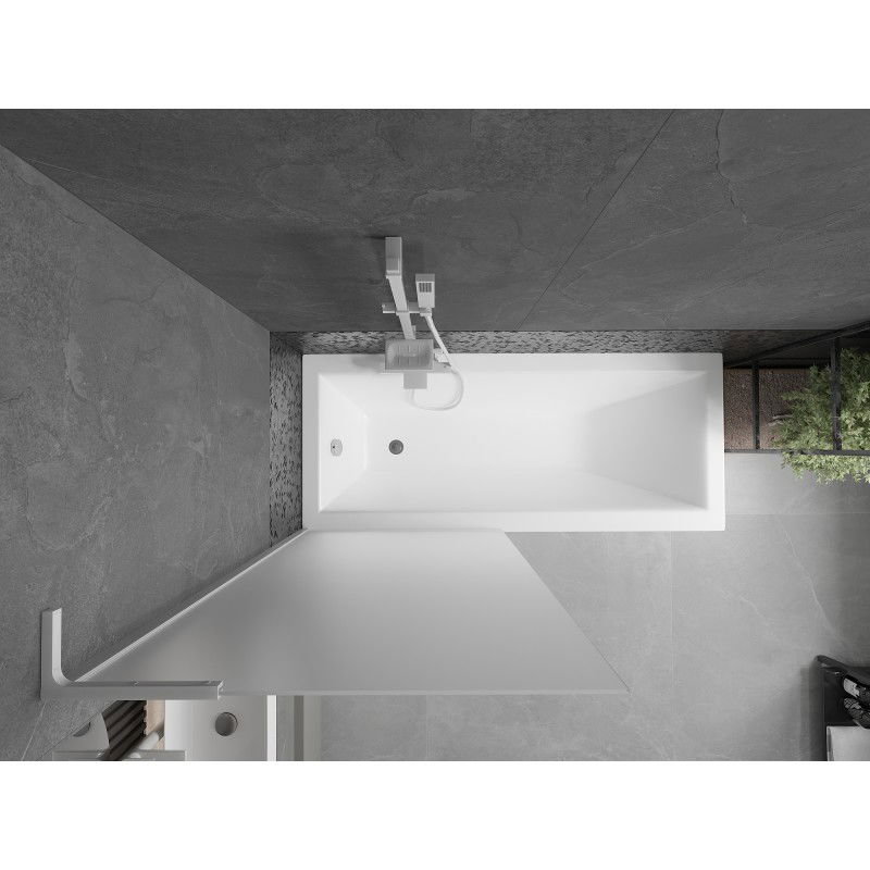 Mexen Next L Bathtub Screen 1-Panel 80 x 150 cm, Frosted, White - 895-080-000-03-30-20