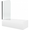 Mexen Vega rectangular bathtub 150 x 70 cm with panels and a 1-wing screen 70 cm, Transparent, Black - 550115070X9007017000