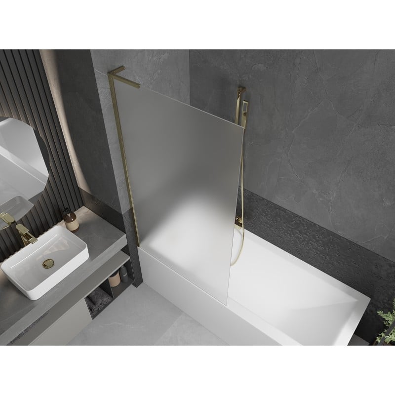 Mexen Next L single-panel bath screen 90 x 150 cm, frosted, gold - 895-090-000-03-30-50