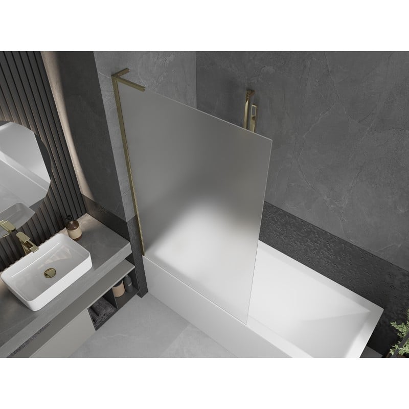 Mexen Next L bath screen 1-winged 100 x 150 cm, frost, gold - 895-100-000-03-30-50