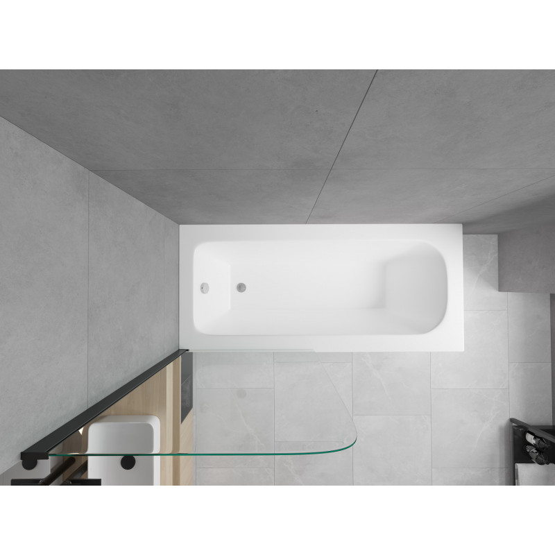 Mexen Vega rectangular bathtub 150 x 70 cm with casing and 1-wing screen 70 cm, transparent, black - 550115070X9007017000