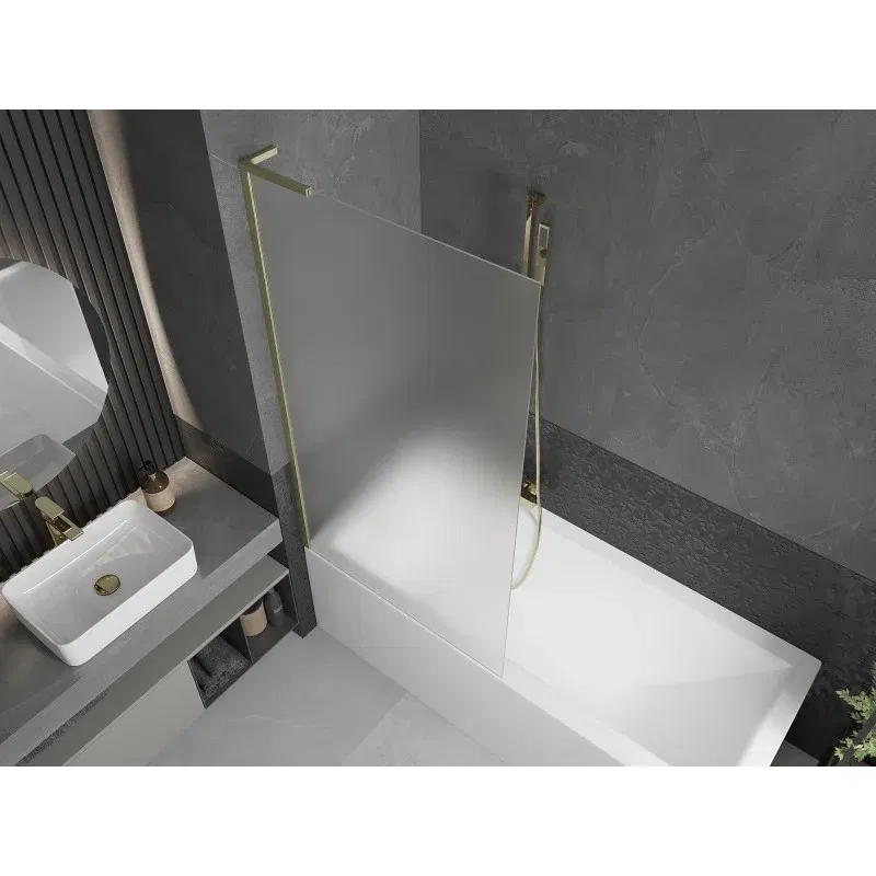 Mexen Next L Bath Screen 1-Panel 90 x 150 cm, Frosted, Brushed Gold - 895-090-000-03-30-55