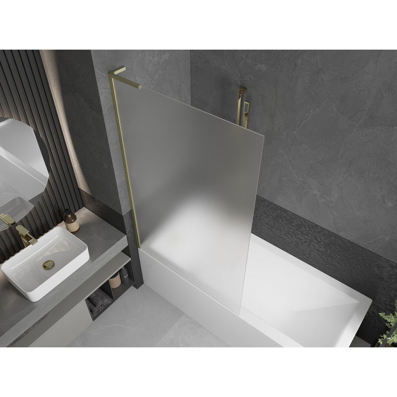 Mexen Next L Bath Screen 1-Panel 100 x 150 cm, Frosted, Brushed Gold - 895-100-000-03-30-55