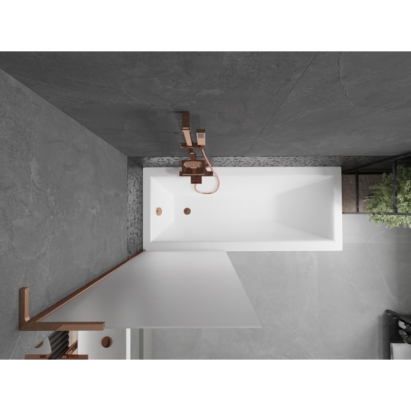 Mexen Next L bathtub screen 1-wing 70 x 150 cm, frost, rose gold - 895-070-000-03-30-60