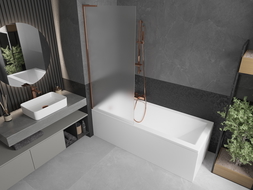 Mexen Next L bath screen 1-wing 80 x 150 cm, frosted, pink gold - 895-080-000-03-30-60