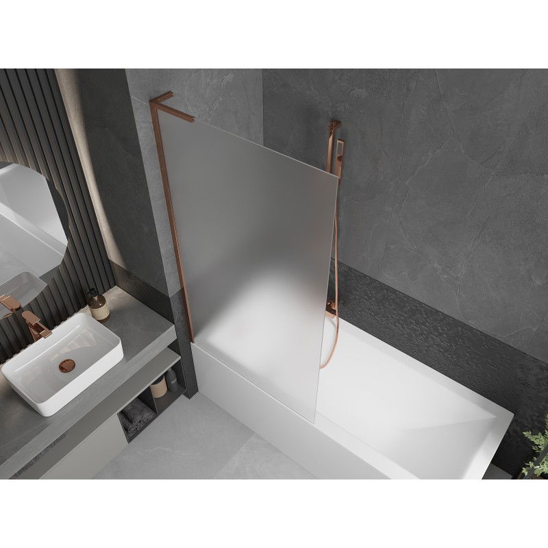 Mexen Next L Bath Screen, 1-Panel 90 x 150 cm, Frosted, Rose Gold - 895-090-000-03-30-60