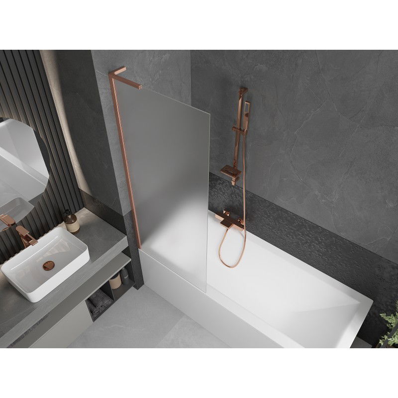 Mexen Next L 1-wing bath screen 70 x 150 cm, frost, brushed copper - 895-070-000-03-30-65