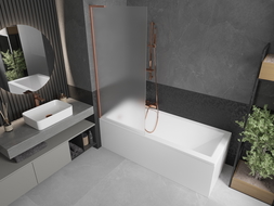 Mexen Next L Bathtub Screen 1-Panel 80 x 150 cm, Frost, Brushed Copper - 895-080-000-03-30-65