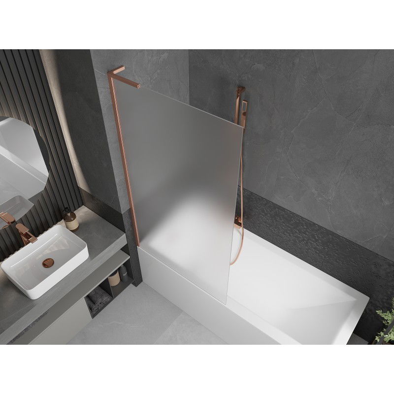Mexen Next L bath screen 1-panel 90 x 150 cm, frost, brushed copper - 895-090-000-03-30-65