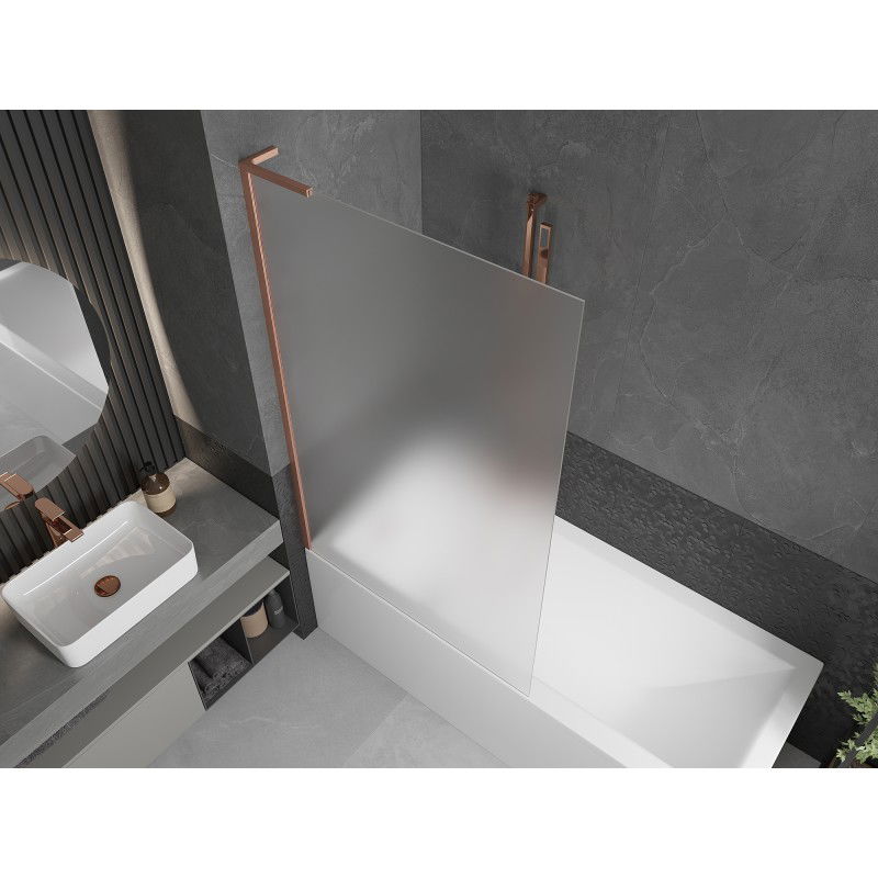 Mexen Next L Bath Screen 1-Panel 100 x 150 cm, Frost, Brushed Copper - 895-100-000-03-30-65