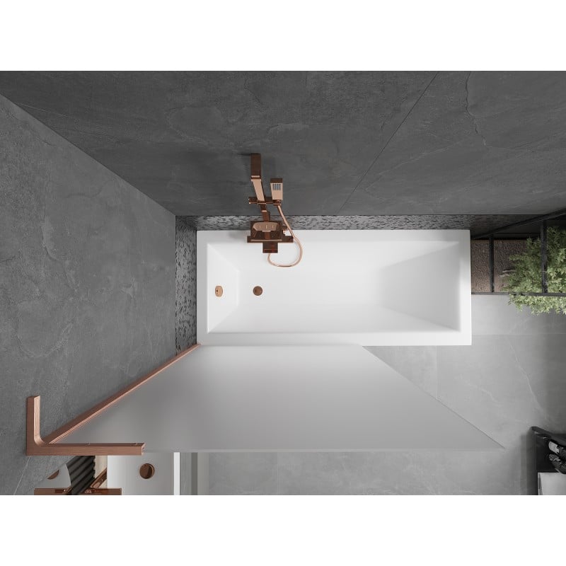 Mexen Next L Bath Screen 1-Panel 100 x 150 cm, Frost, Brushed Copper - 895-100-000-03-30-65